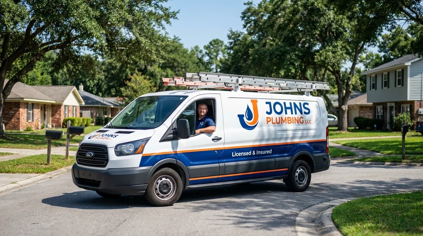 Johns Plumbing LLC service van in De Leon, TX